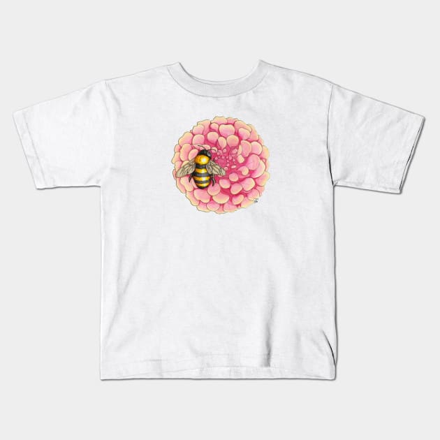 Interdependence IV - Honeybee on Flower Kids T-Shirt by wrg_gallery